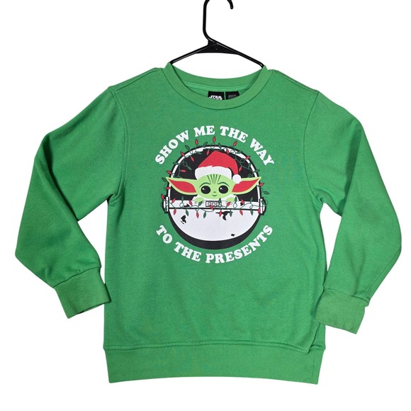 Star Wars Other - Star Wars Grogu Christmas Sweatshirt Youth Boys M Green Graphic